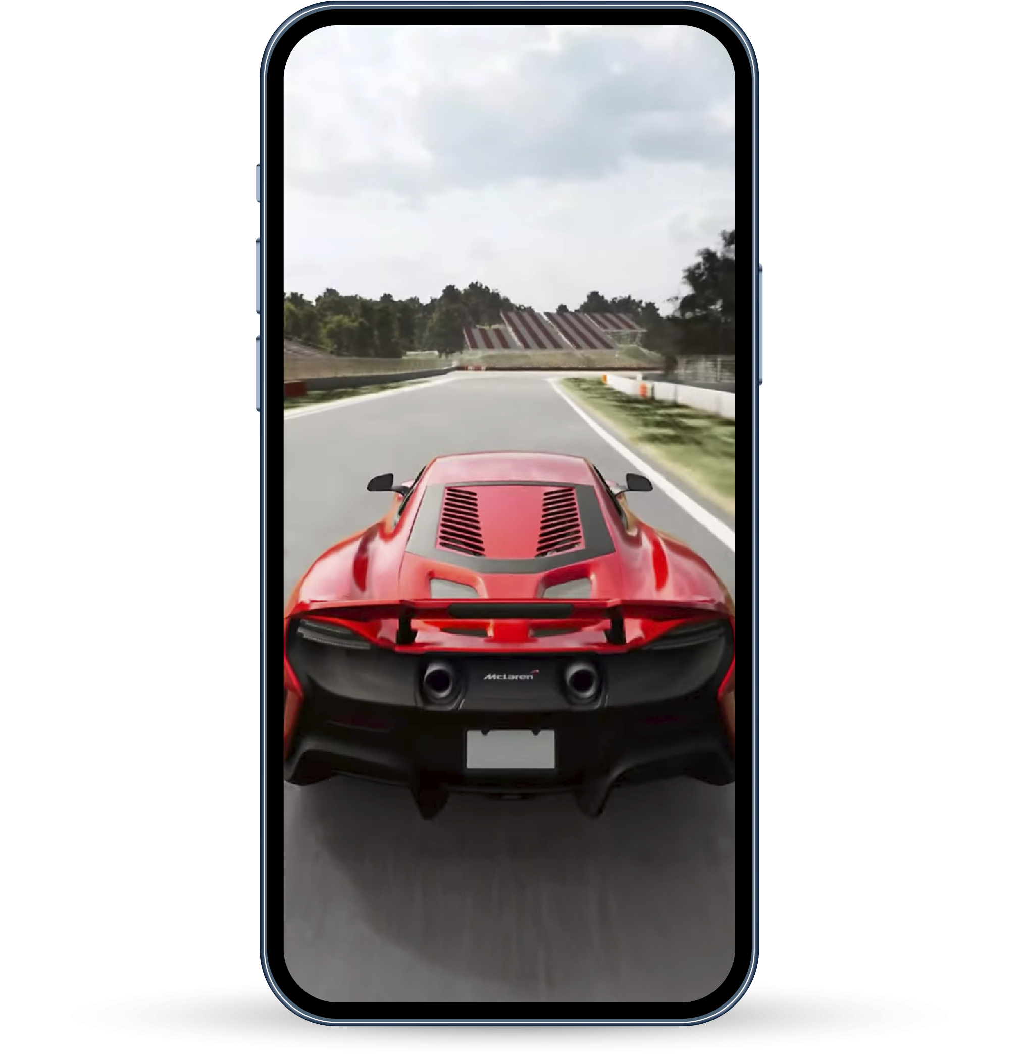 mobile phone displaying a 3D racing environment